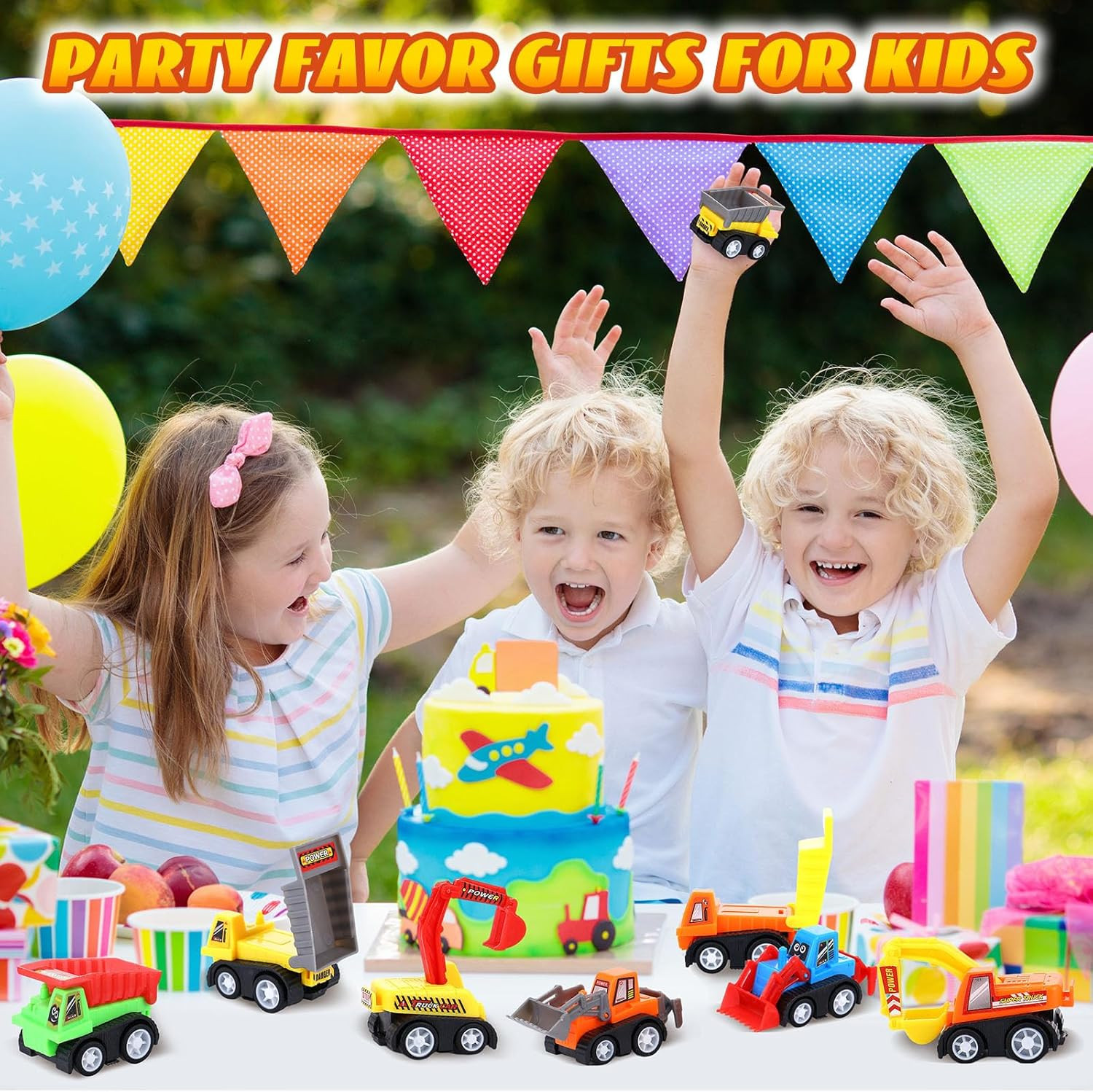 Mini Construction Car Toys Pull Back Vehicles Excavator Truck Tractor Kids Party