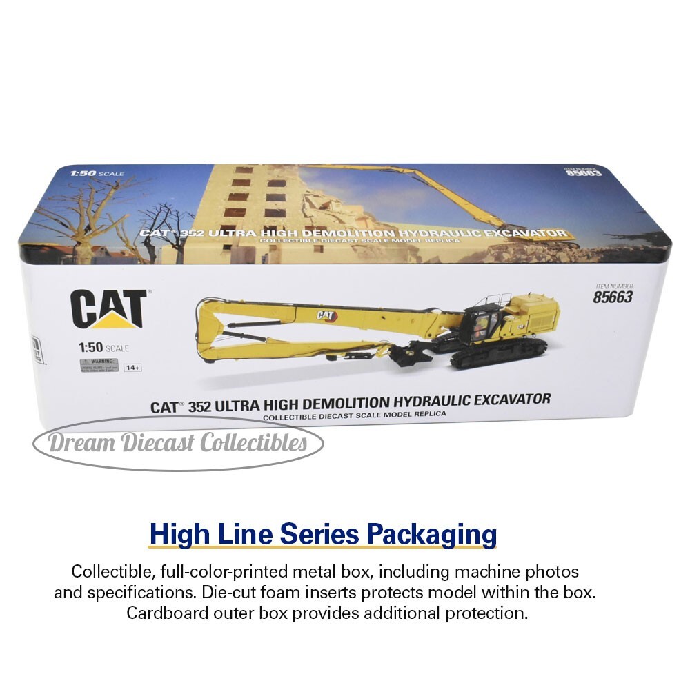 ⭐ 1:50 CATERPILLAR 352 ULTRA HIGH DEMOLITION EXCAVATOR DIECAST MASTERS 85663 ⭐