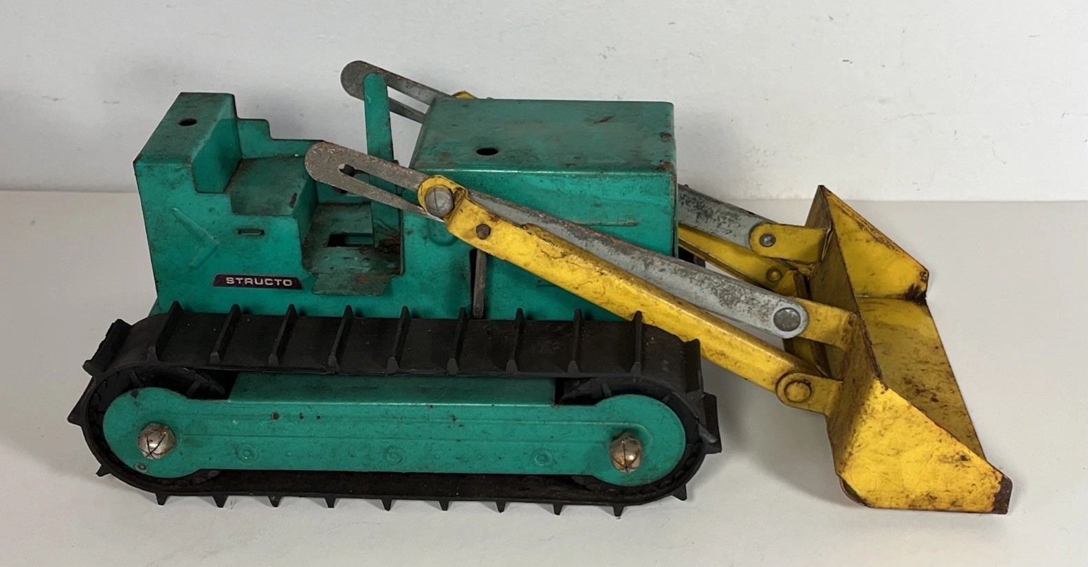 Vintage 1960s Structo Bulldozer Construction Loader Pressed Steel