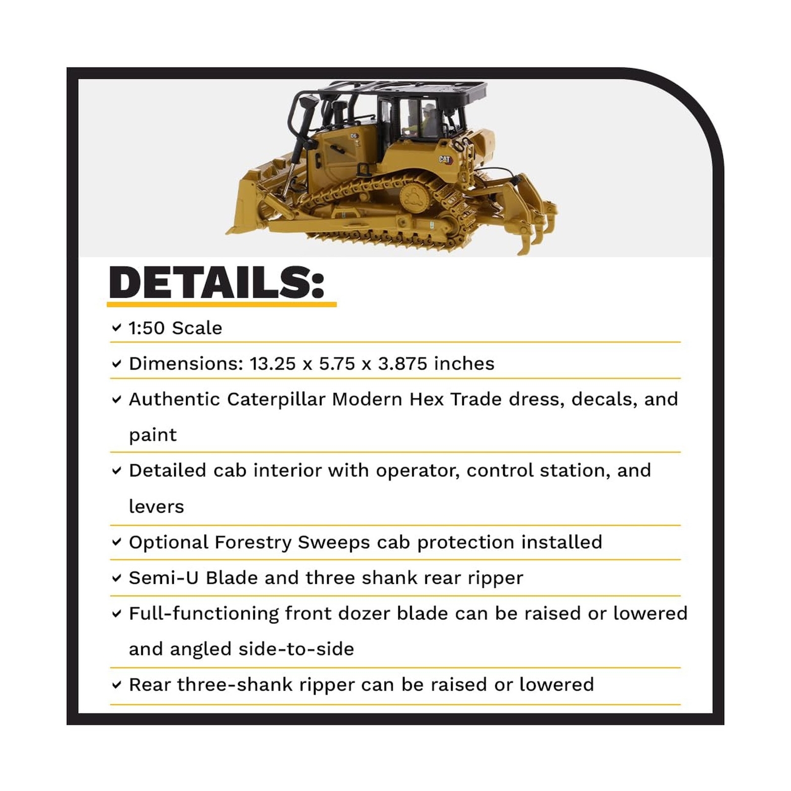 Diecast Masters 1:50 Caterpillar D6 XW SU Track-Type Tractor | High Line Seri…