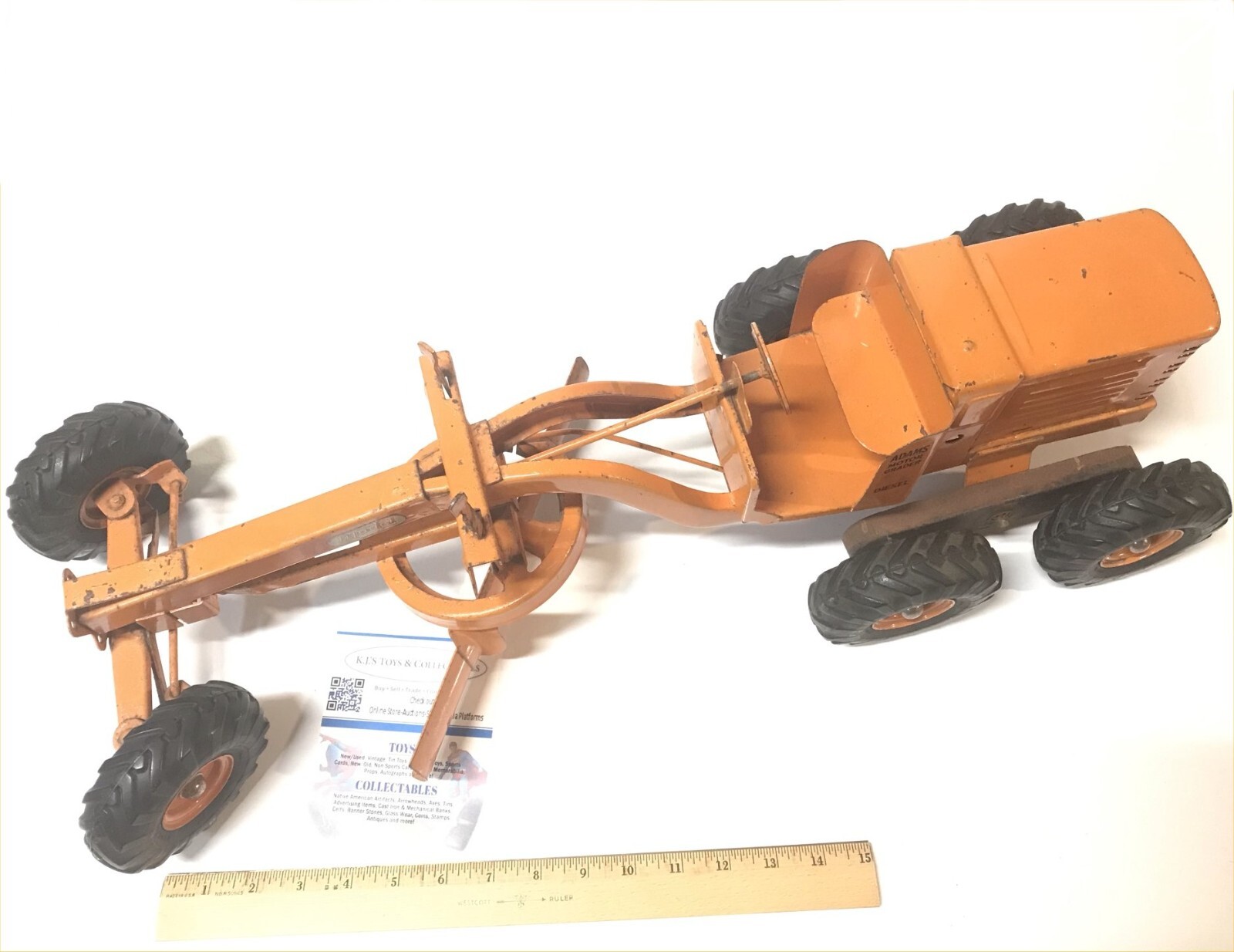 Vintage 1950’s 26″ Yellow-Orange Doepke Model Toys Adams Diesel Road Grader