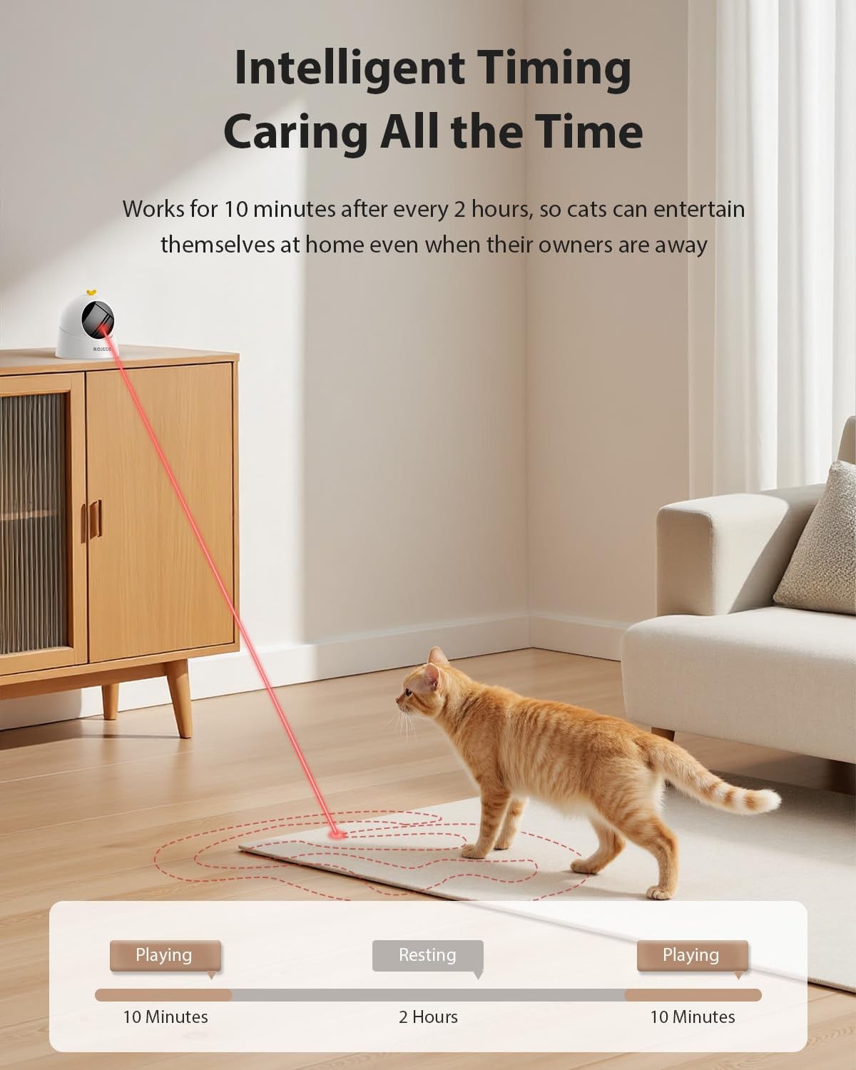 ROJECO Auto Laser Cat Toy – Random Motion Track, Magnetic 360 Base, Run Quiet,Re