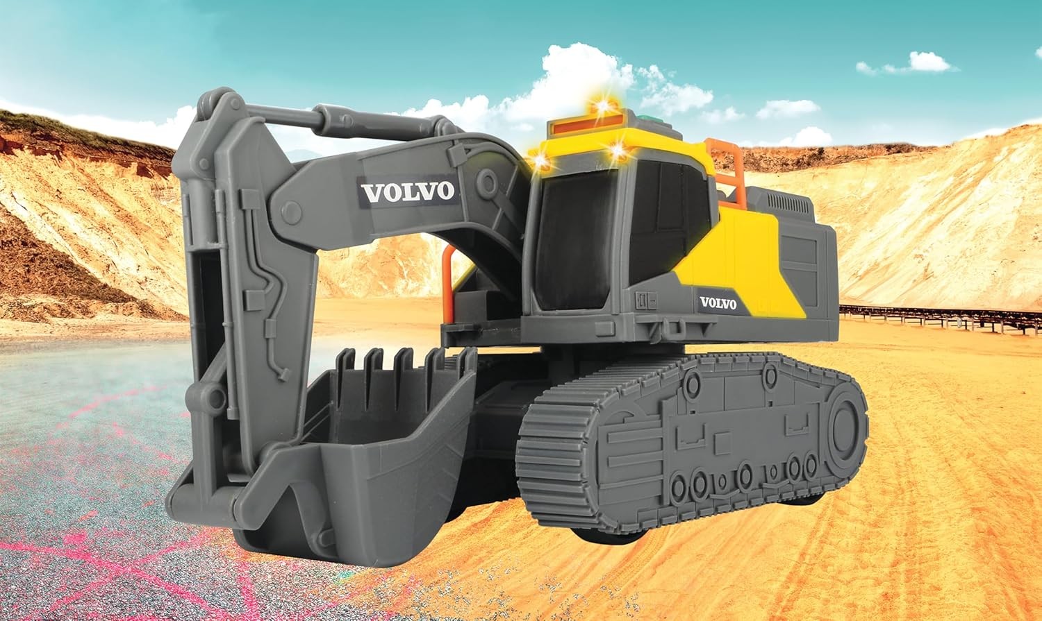 Dickie Toys – Volvo Tracked Excavator – 23cm Crawler Excavator with Light, Sound