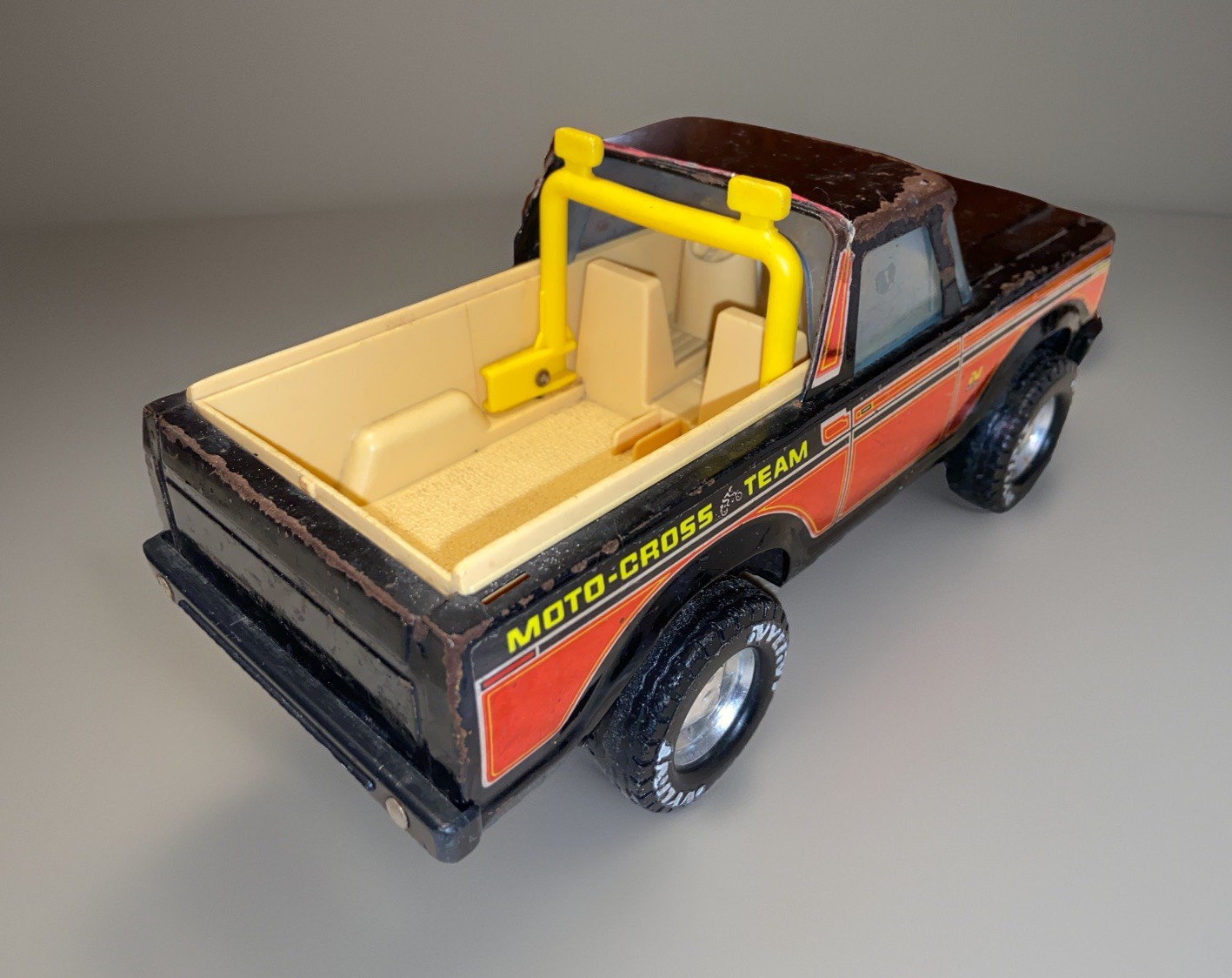 Vintage 1970’s Nylint Pressed Steel Moto-Cross Team Ford Pickup Truck