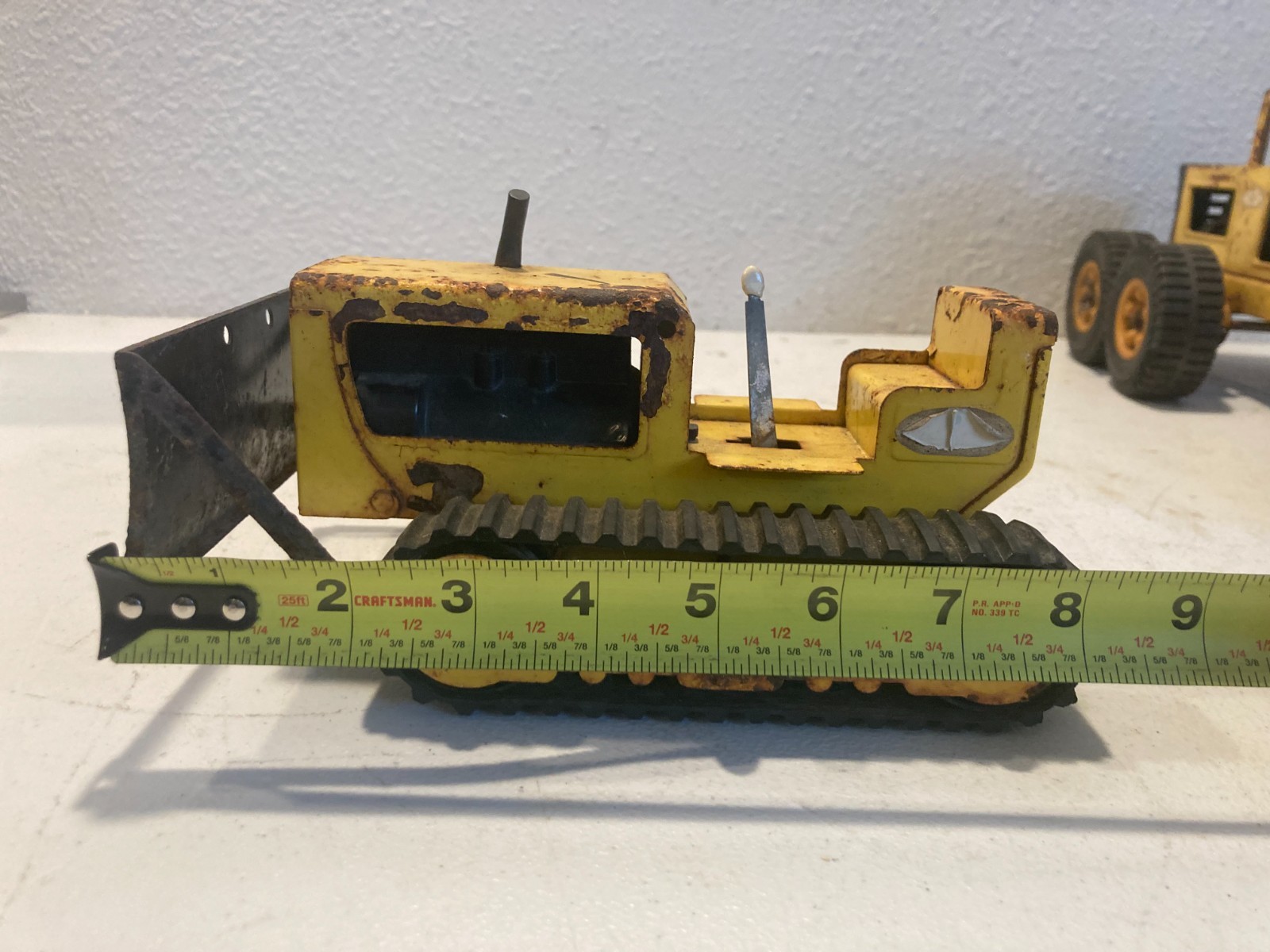 Lot of 2 Tonka MR-970 Road Grader & Bulldozer Crawler Tractor 1970s