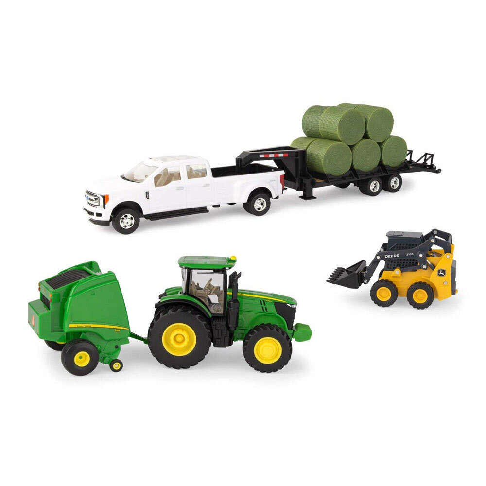 TOMY John Deere 1:32 Scale Round Bale Haying Set