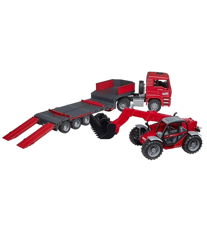 Bruder 1/16 Man Low Loader Truck w/ Manitou Telescopic Loader MLT 02774