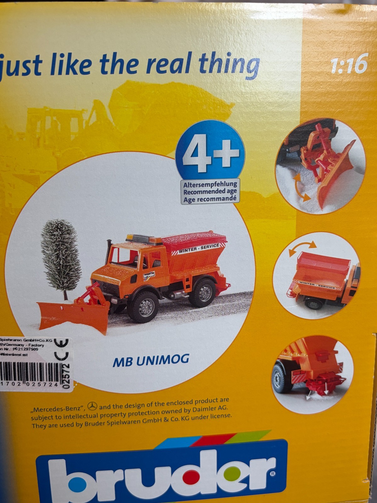 Bruder MB UNIMOG Snow clearing – Plow Blade and Salt Spreader (Open Box)