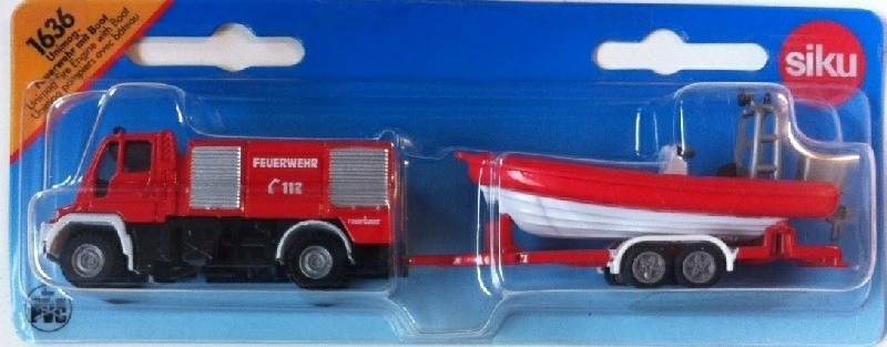 SIKU 1636 BLISTER PACK Mercedes Benz Unimog Fire Engine with Boat Diecast Model