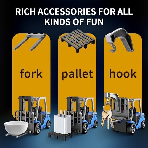 Mini 1/64 RC Forklift Toy – 7 Channel Remote Control Truck with Lights & Sounds,