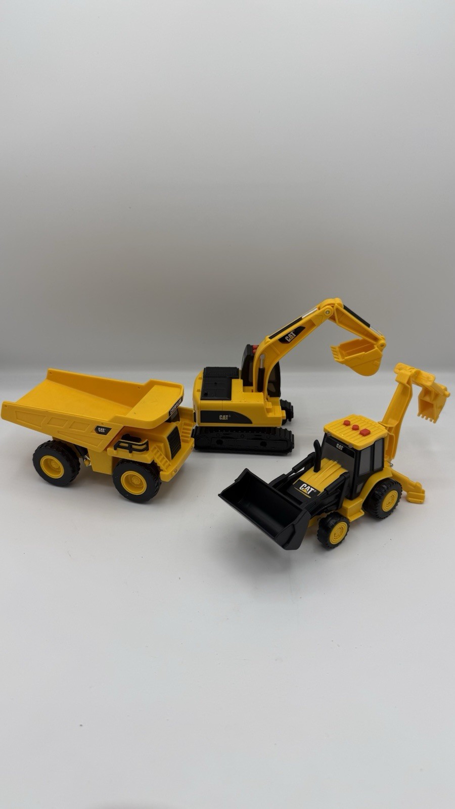 Toy State Yellow Cat Caterpillar Dump Truck Sounds Lights Works Loader Excavator