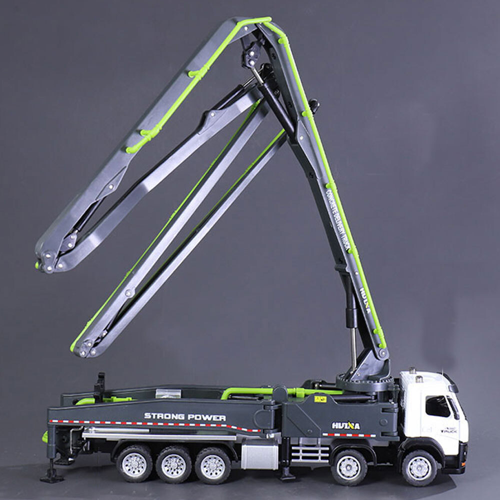 9.8″ Concrete Pump Truck Toy Diecast Construction Toy Trucks Toy Vehicle Gray