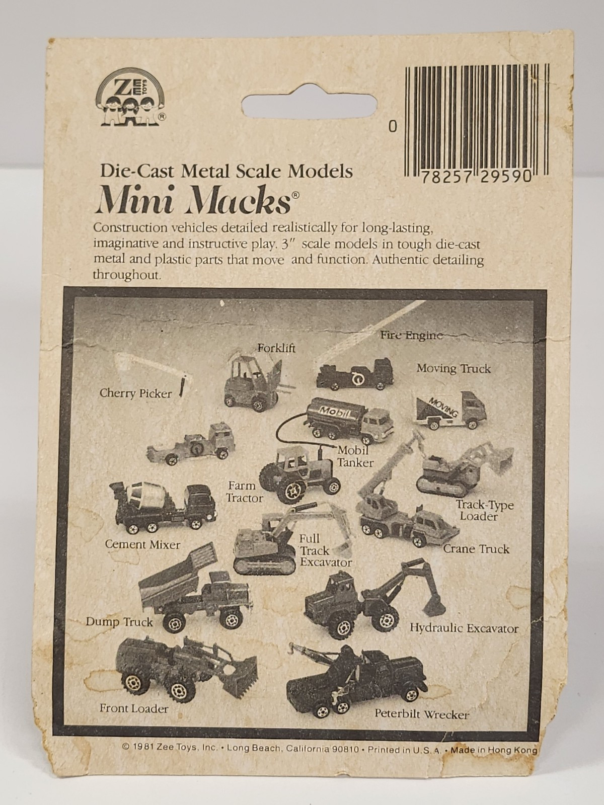 Zee Toys Mini Macks Track-Type Loader, Yellow. Sealed Package, 1981