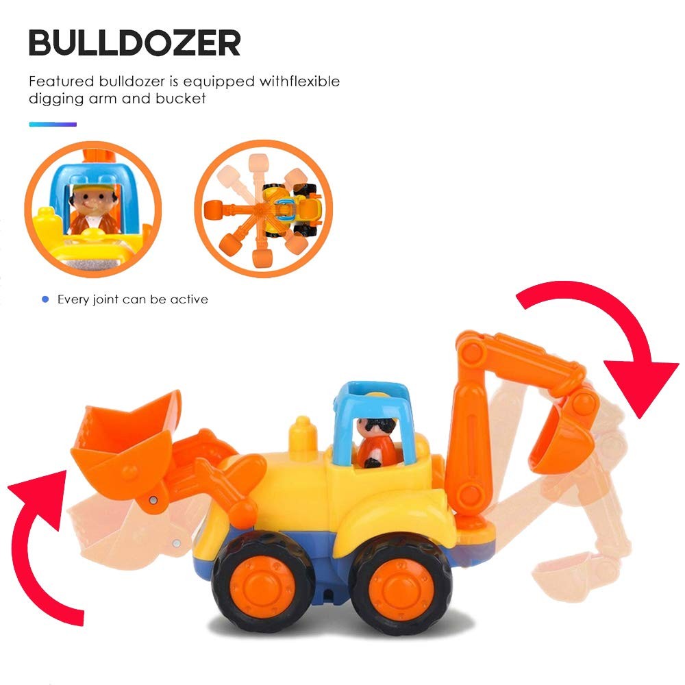 Friction Powered Cars Push and Go Trucks Construction Vehicles Toys Set of Tr…