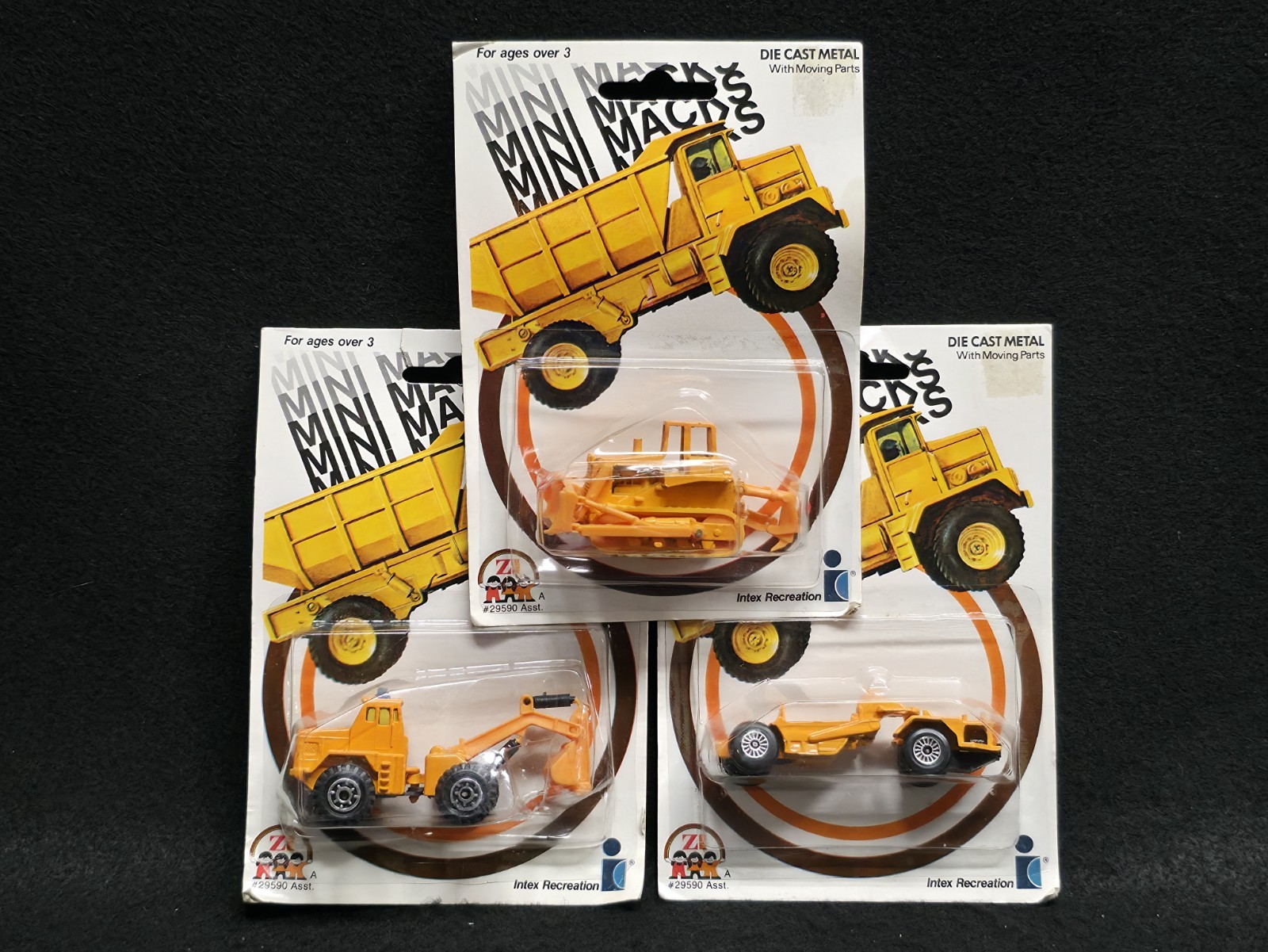 Zee Toys Mini Macks Construction Lot – Bulldozer, Hydraulic Excavator, Scraper