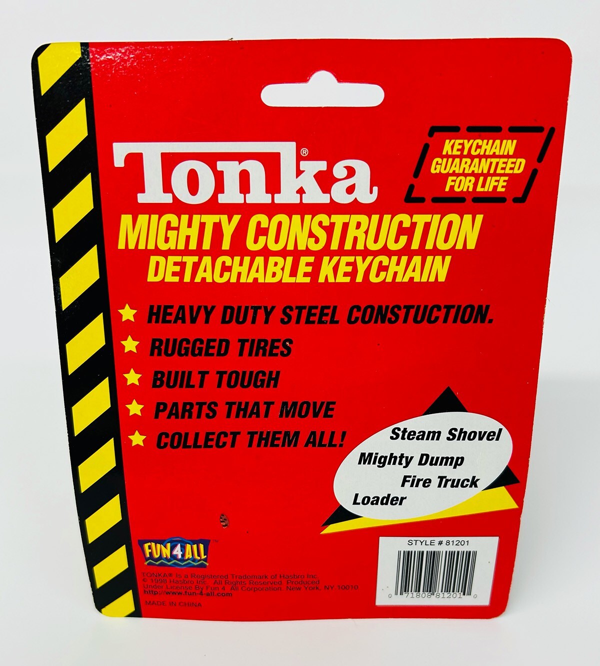 Bundle: 4 NOS Tonka Mighty Const Keychains | Toy Trucker & Contractor