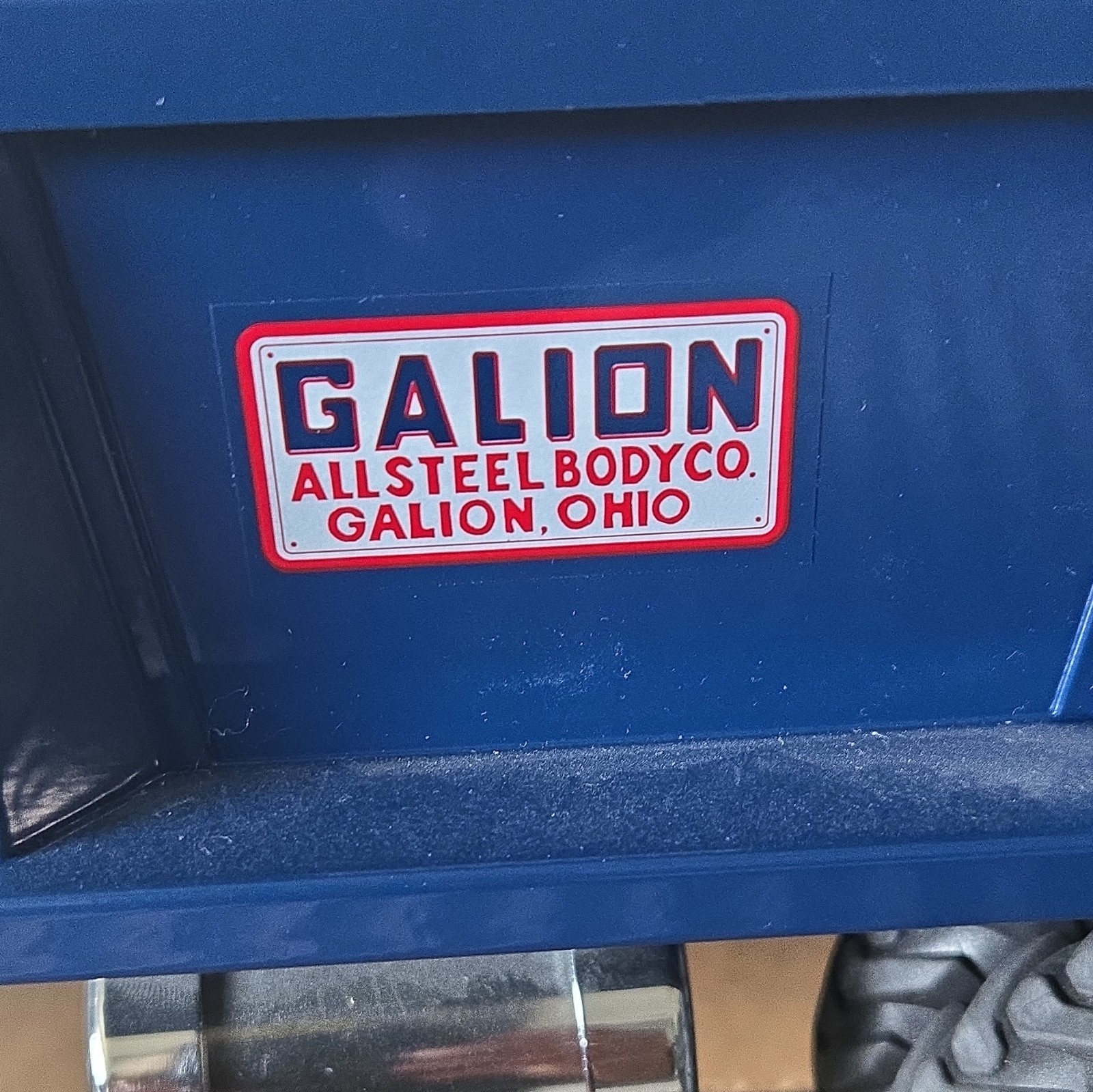 All American Toy Co. Galion Dump Truck Toy White/Blue/Tan Made in USA