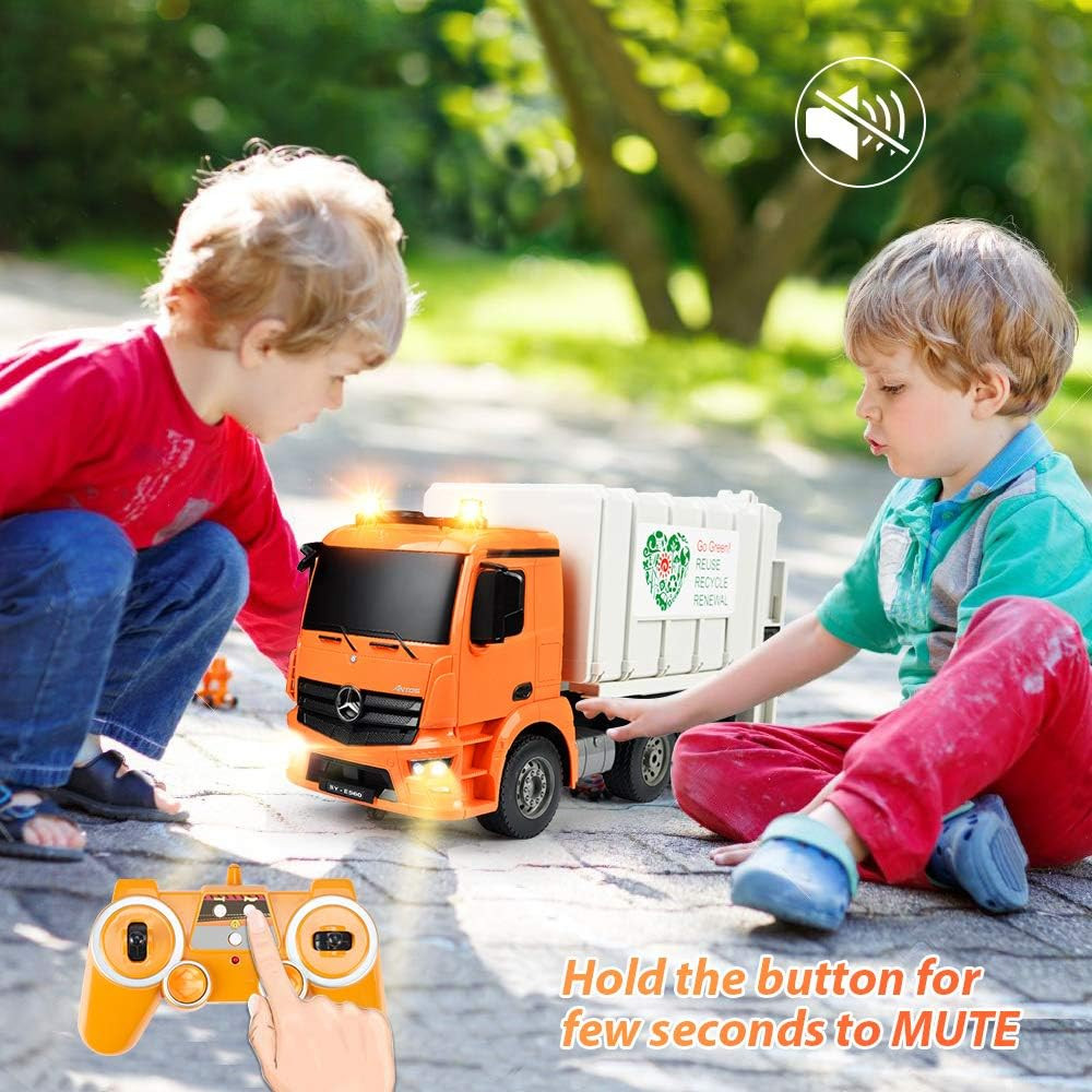 Benz Licensed Remote Control Garbage Truck Electric Recycling Toy Set with Trash