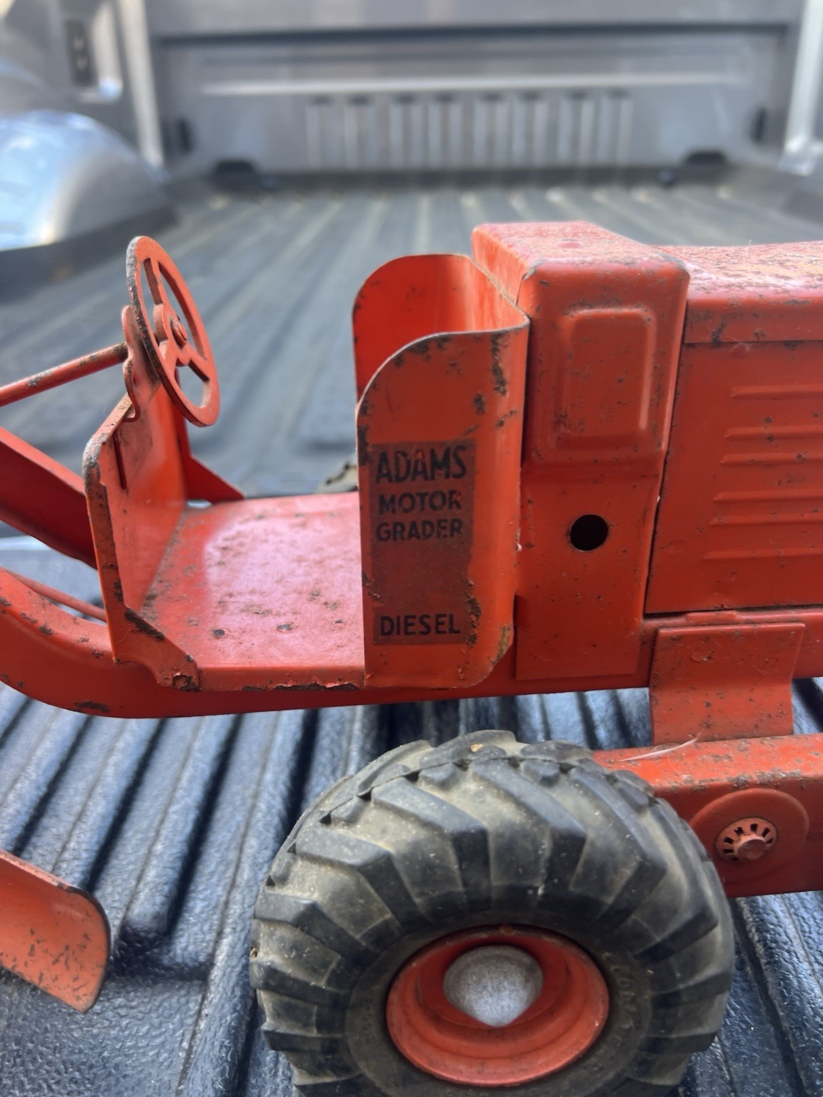 Vintage 1950’s Doepke Model Toys Adams Road Grader Diesel Motor Orange Steel