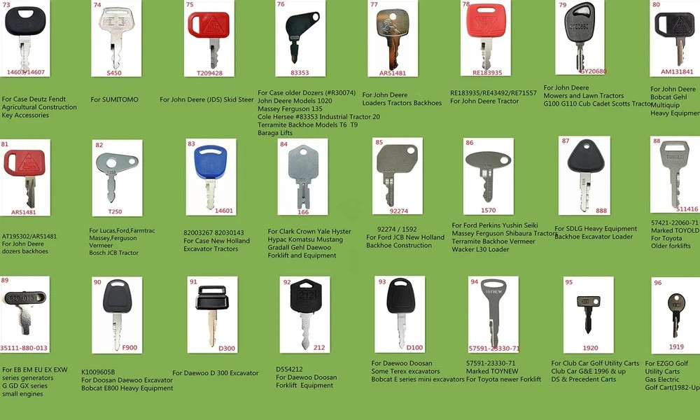 Equipment Key 100pcs Universal Key Set for Heavy Construction Excavator Loade…