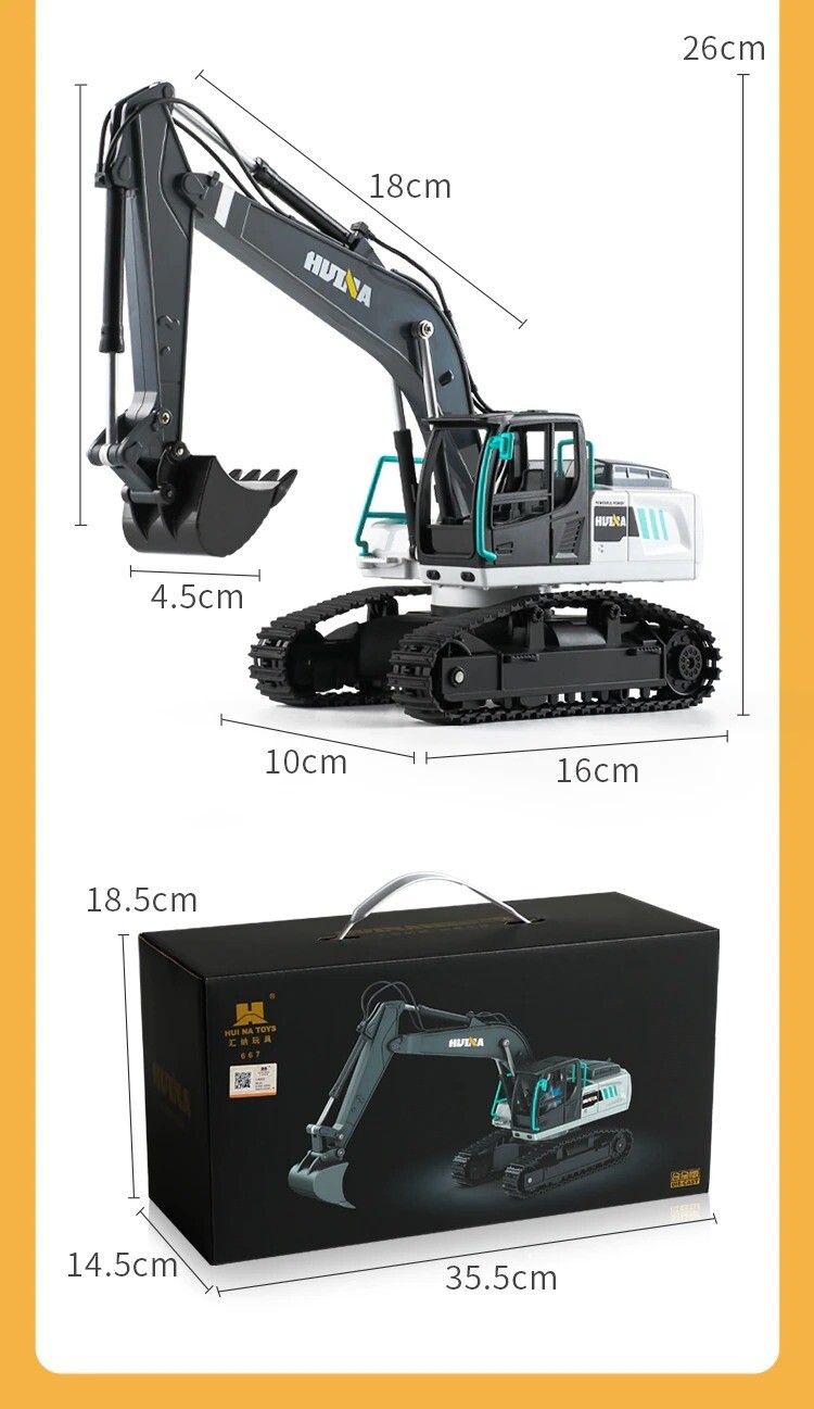 HUINA 1:24 New RC Excavator 9CH Crawler Engineering Vehicle Gift For kids New