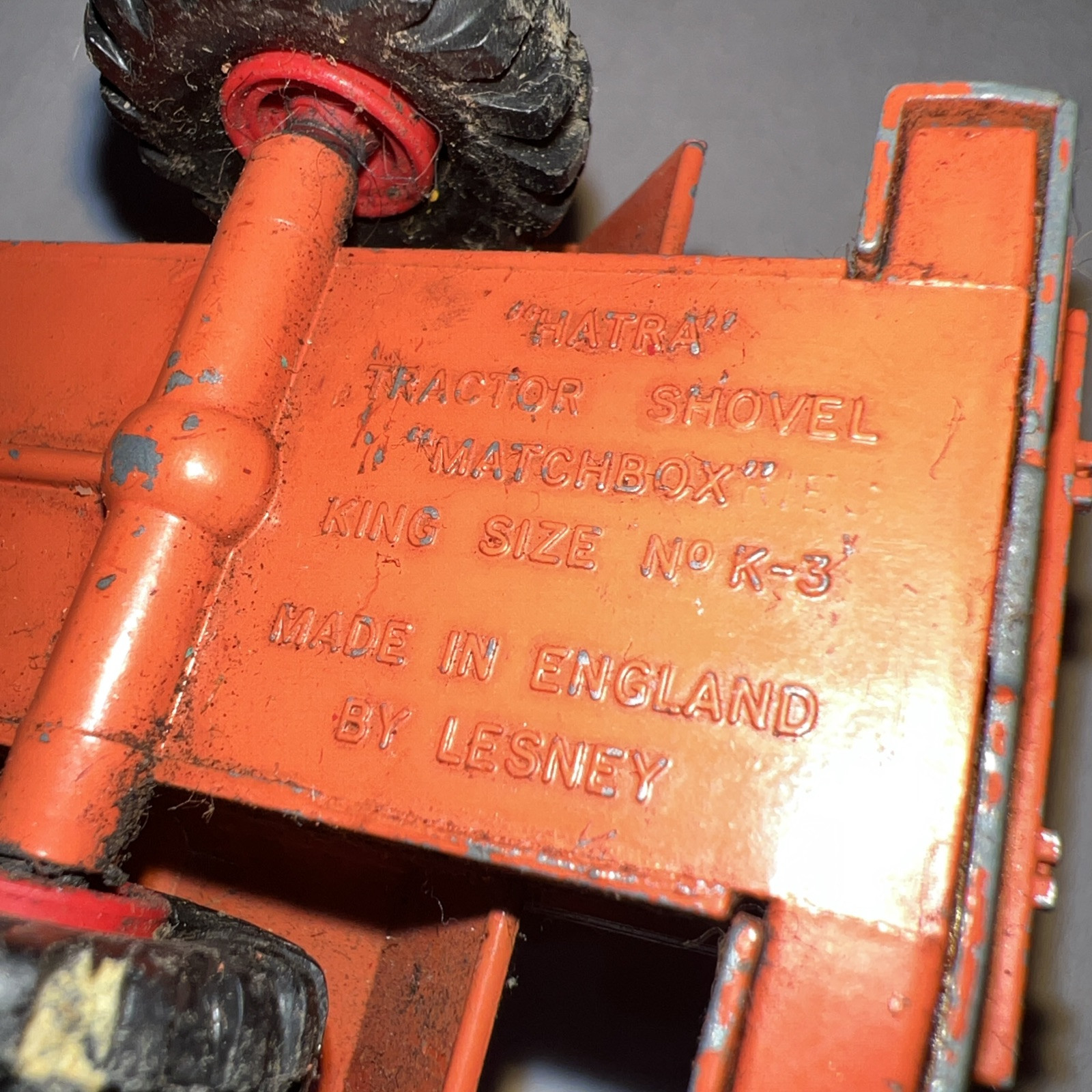 Hatra K-3 Tractor Shovel, “Matchbox” King Size Lesney England Vintage Toy