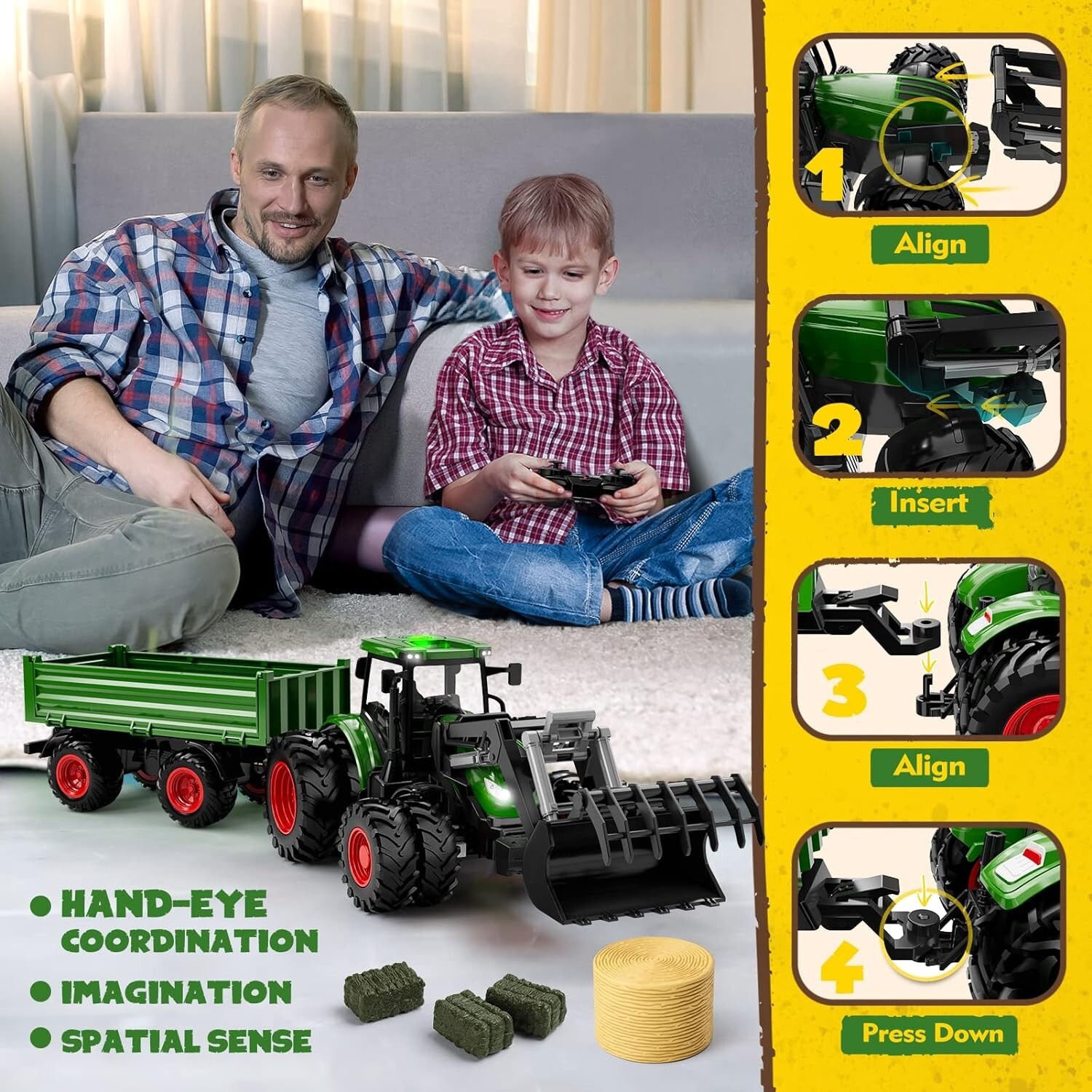 Farm Vehicle Remote Control Tractor with Alloy Head – Perfect Birthday Gift