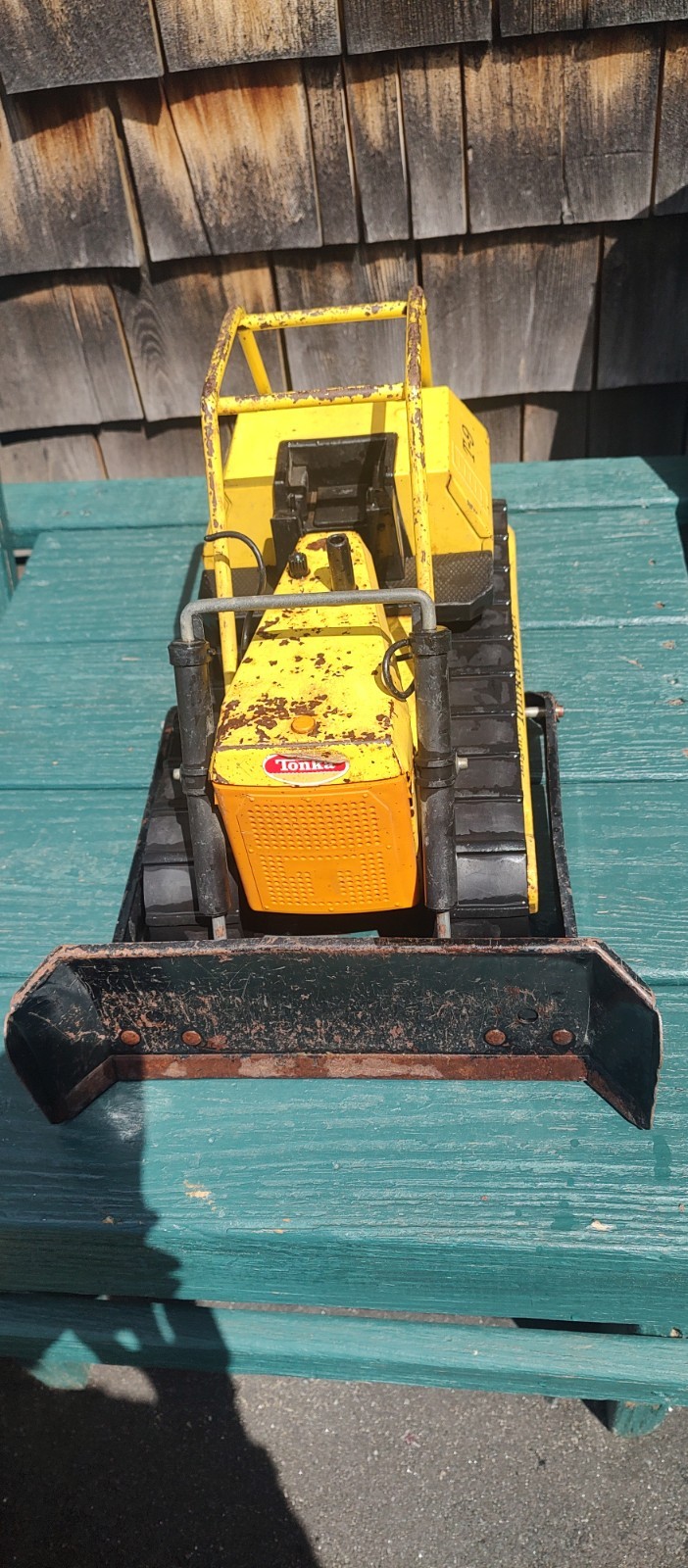 VINTAGE MIGHTY TONKA T-9 DOZER PRESSED STEEL 17 1/2″ LONG