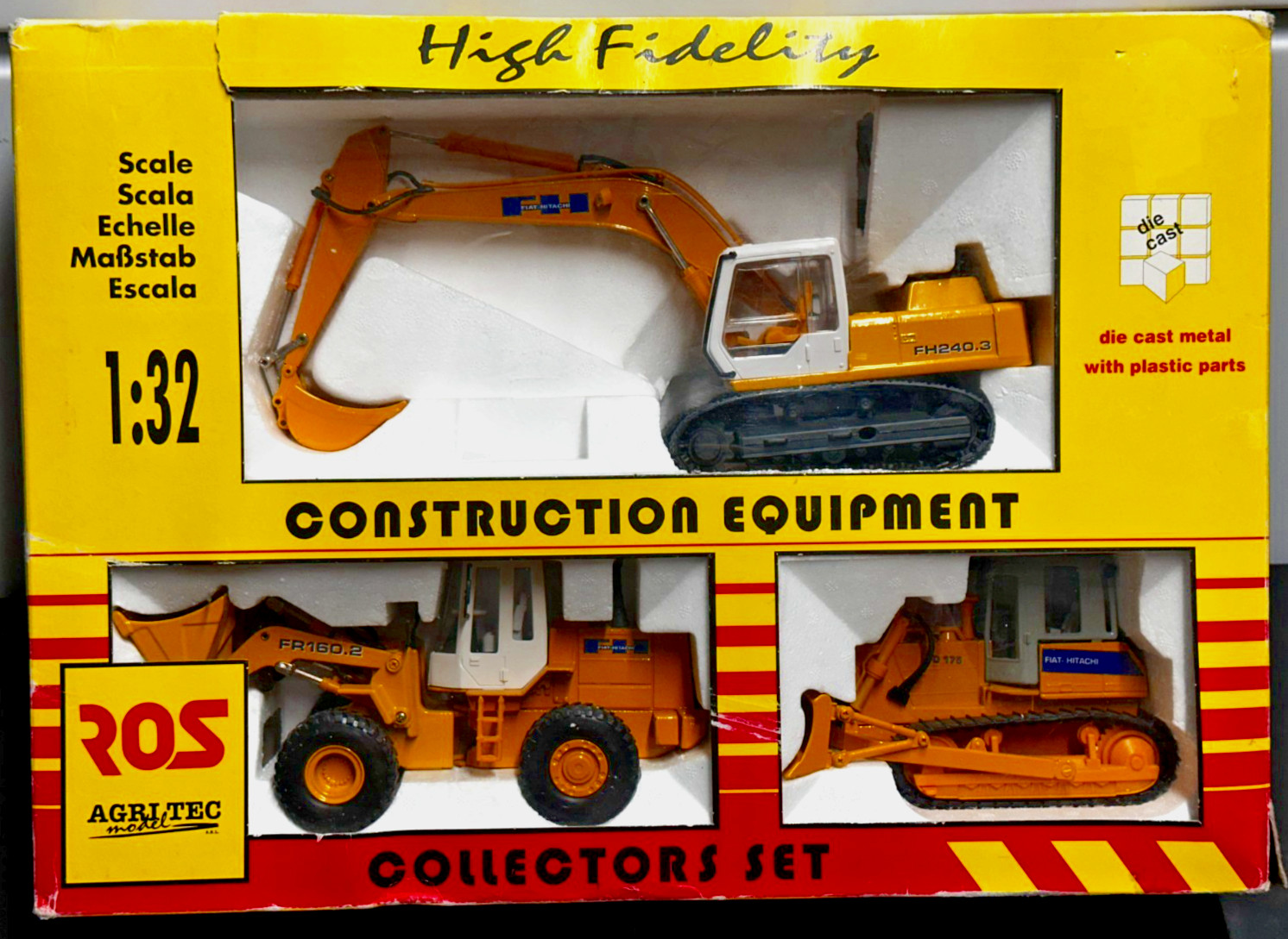 ROS Agri Tec Model BULDOZER / EXCAVATOR / WHEEL LOADER Die Cast 1:32 Play Set