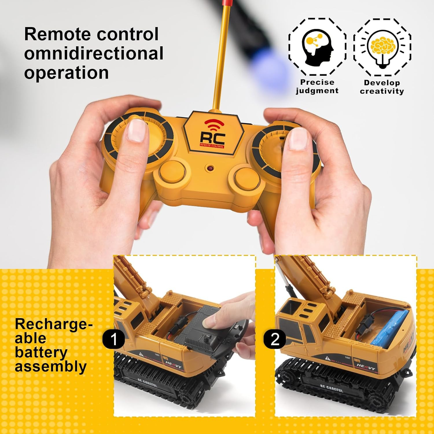 Construction Excavator – Toy Engineering Digger Truck, Remote Control Rechargabl