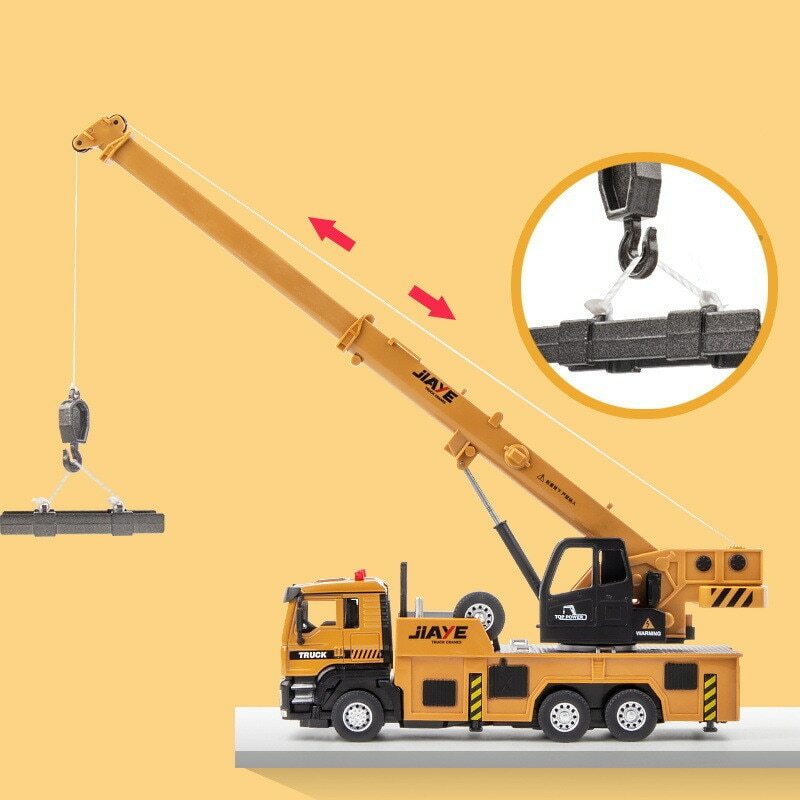 1:50 Alloy Yellow Crane Truck Engineering Wheel Crane Car Model Kids Gifts Toys