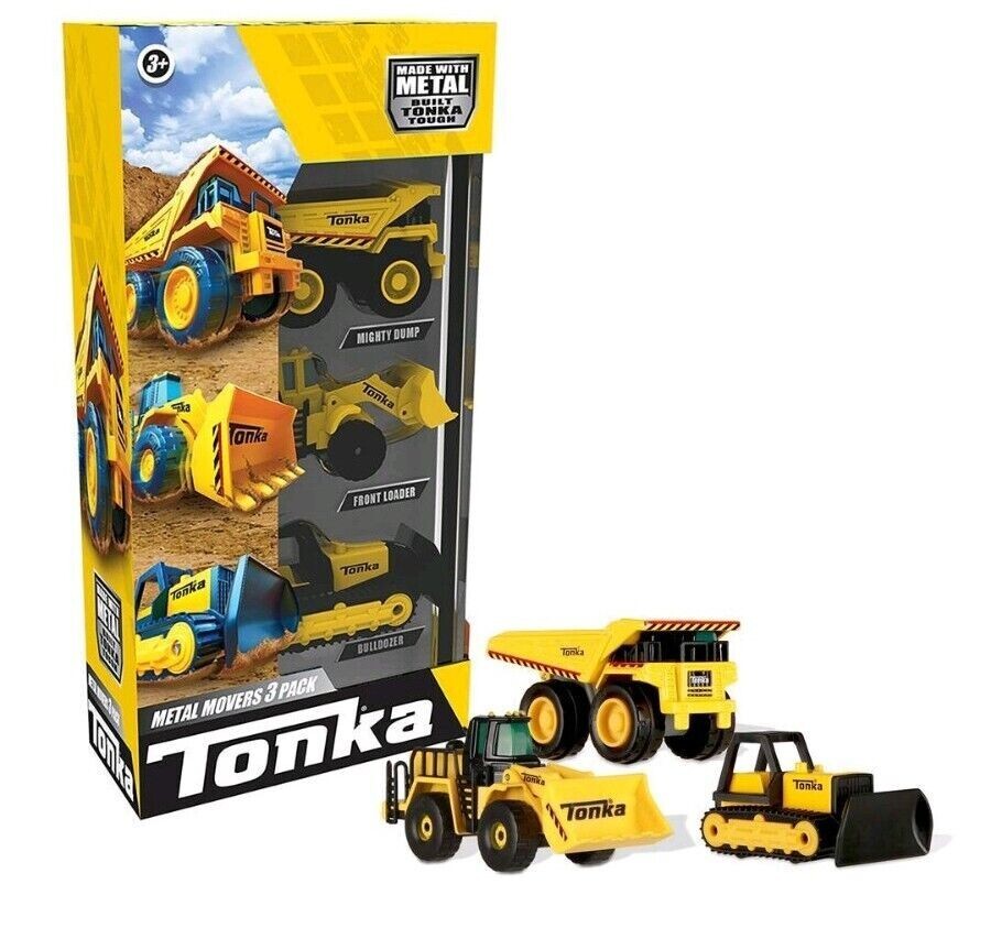 NIP Tonka Metal Movers 3 Pack Mighty Dump Truck Front Loader & Bulldozer 1:64
