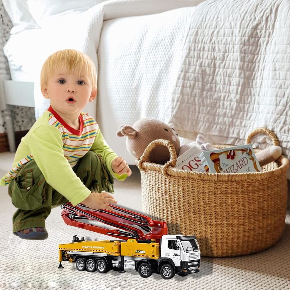 Diecast Concrete Pump Truck Toy – 1:50 Scale Construction Vehicle for Kids