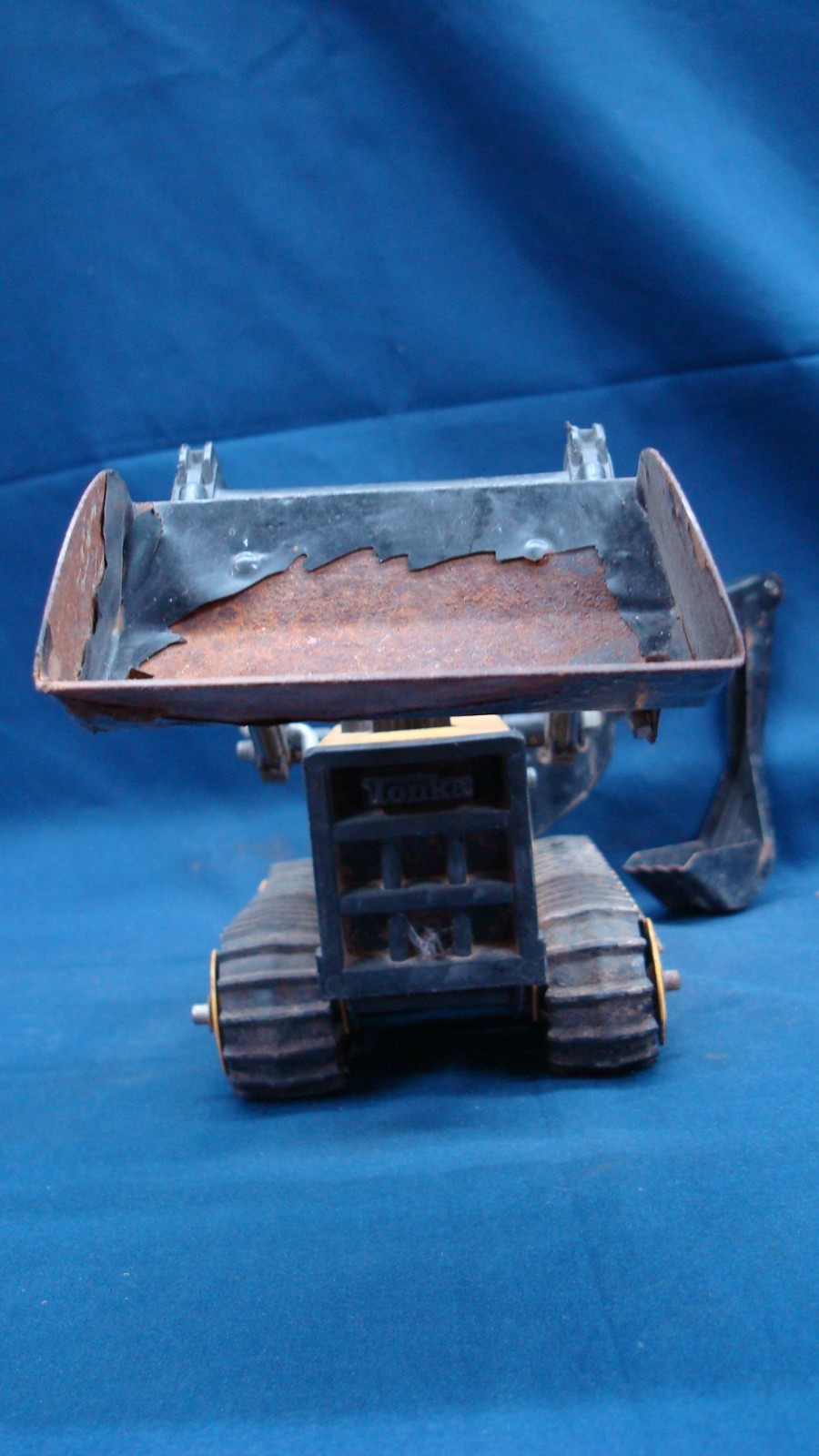 Vtg. TONKA Metal Tin Yellow Front End Loader Backhoe Excavator Toy Pressed Steel
