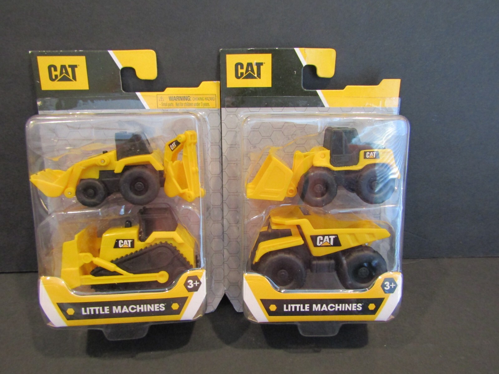 CAT Construction Set of 2 LITTLE MACHINES 4 Mini PLASTIC 3″ Toy Vehicles AGES 3+
