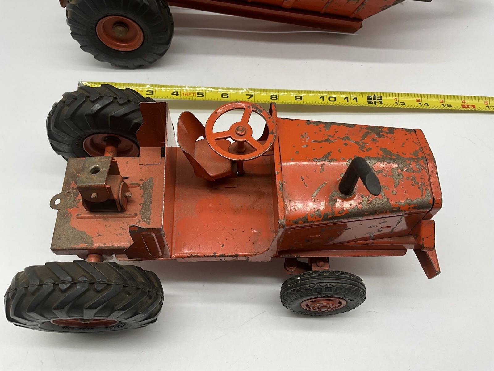 Doepke Euclid Tractor Toy Earth Mover 26″ Red Goodyear Tires Vintage 1950’s
