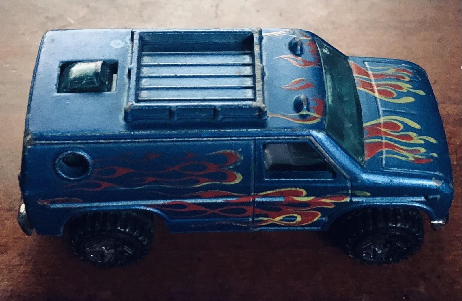 Hot Wheels B93 Diecast Van Circa 1977 Blue with Flames Loose