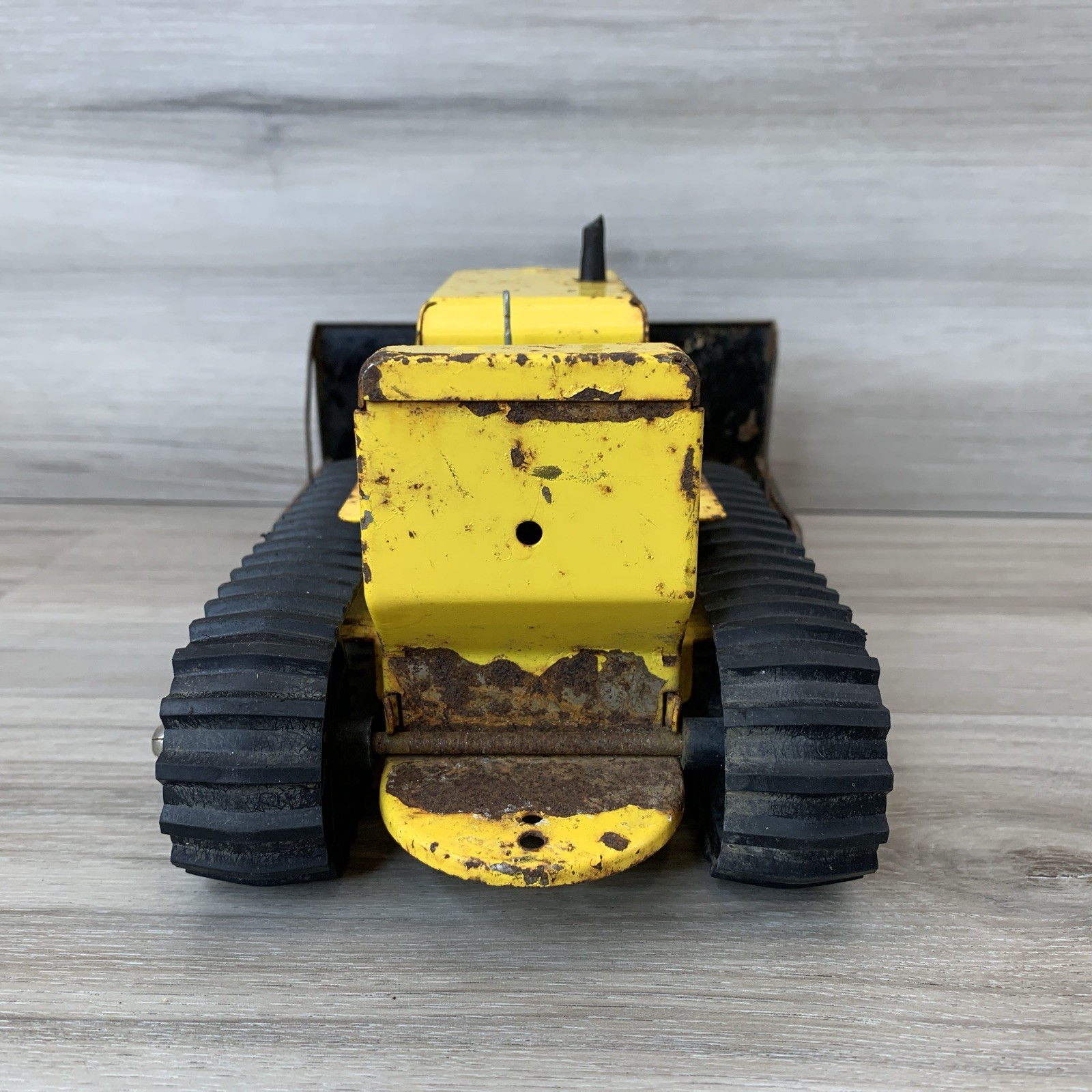 Vintage Tonka Pressed Steel Yellow Bulldozer No 300 Black Plow And Rubber Tracks