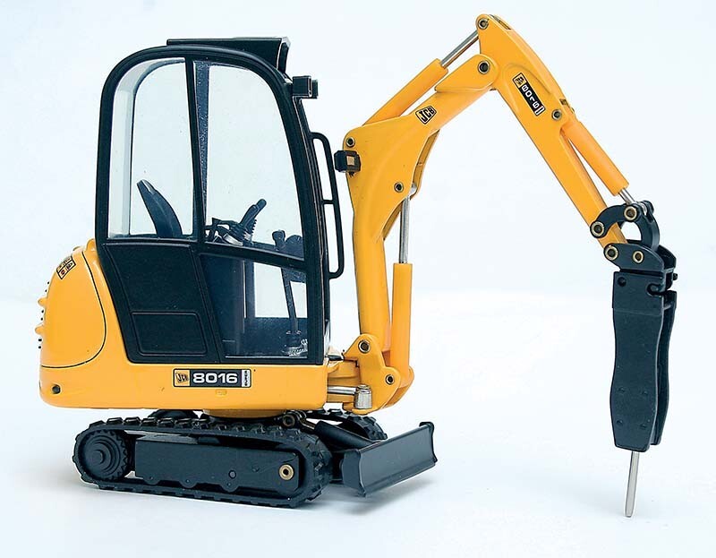 Joal 233 JCB 8016 Mini-Excavator w/Hydraulic Hammer (C) 1/25 G Scale Diecast MIB