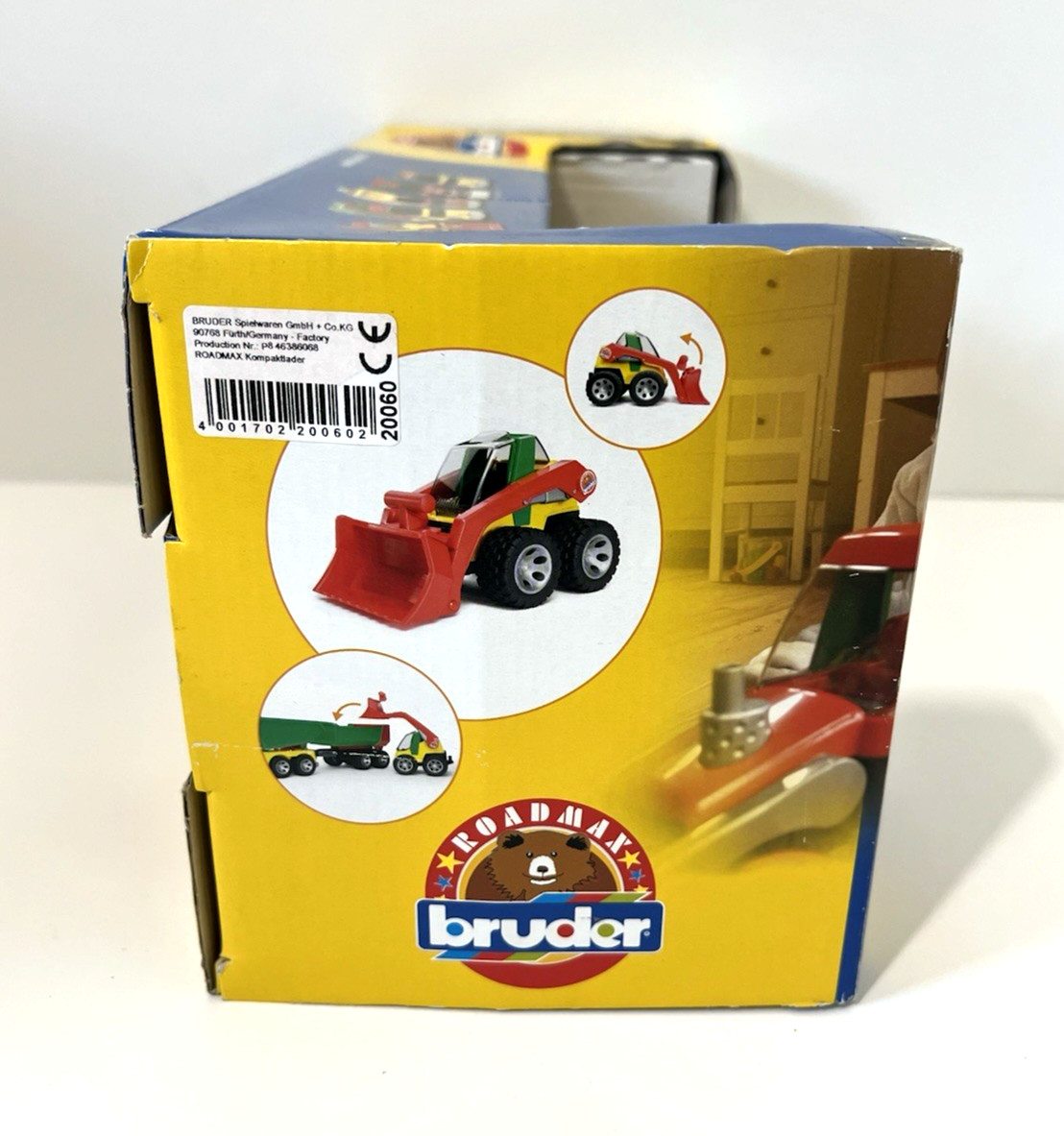 BRUDER ROADMAX STEER LOADER TRUCK 20060 RED YELLOW GREEN 2011 GERMANY GERMAN TOY
