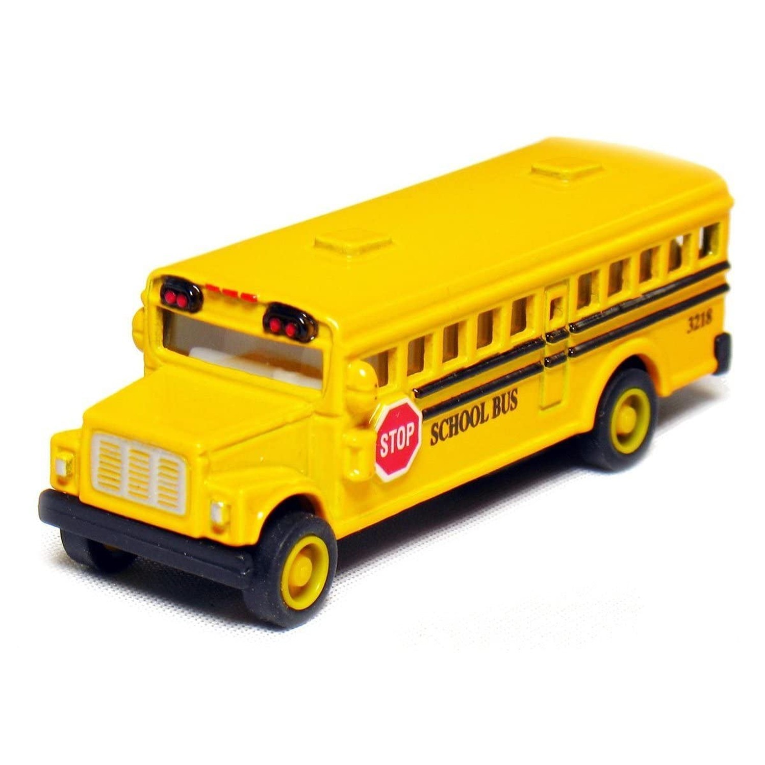 🚌 KiNSFUN Classic Long Nose School Bus 2½” Die Cast Metal w/ Pull B