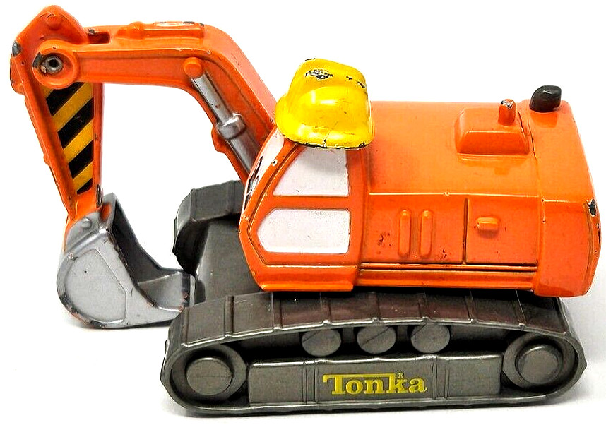 Maisto Tonka Hasbro Mighty Mini Metal 2002 Excavator Orange Digger & Yellow Hat