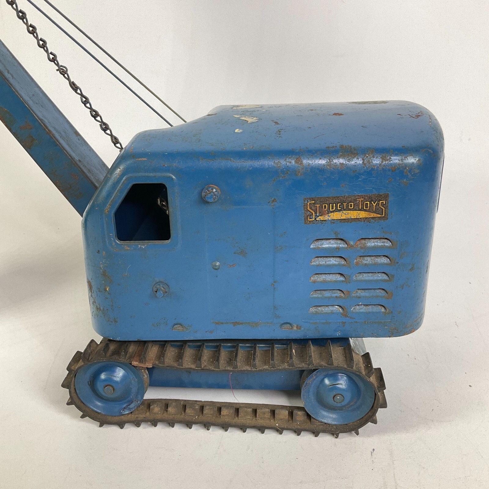 Vintage Structo Toys Pressed Steel Excavator Steam Shovel Toy Blue