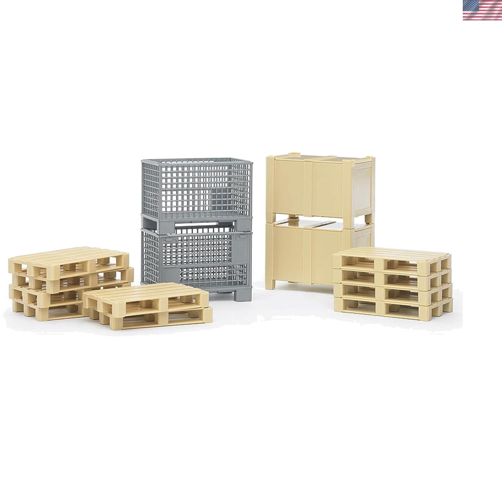 Kids 14-Piece Transport Logistics Set: Colorful Pallets, Boxes & Forklift Toys