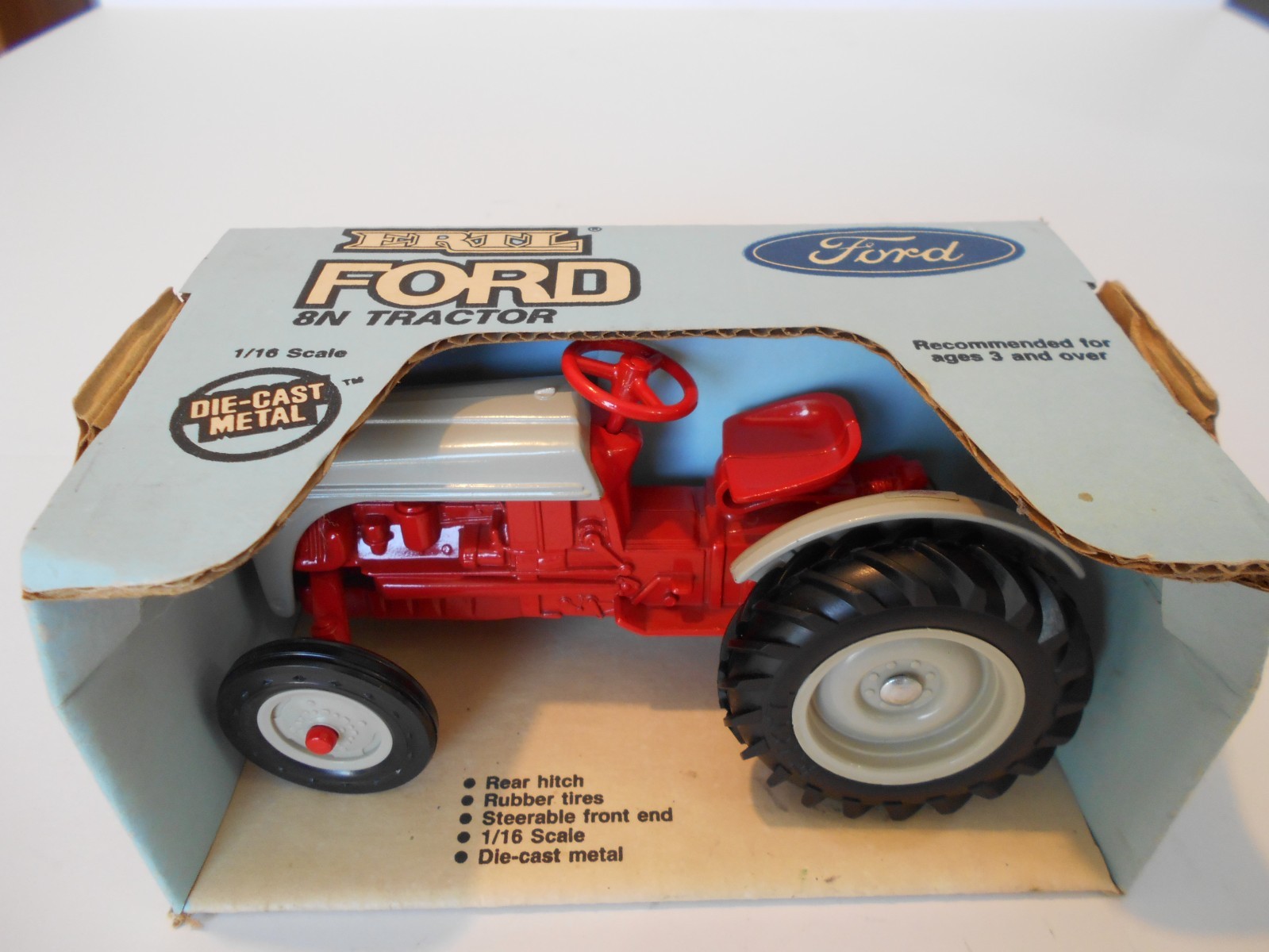 Vintage 1985 Ertl 1:16th Scale Ford 8N Tractor #843, Diecast Metal Replica, NIB