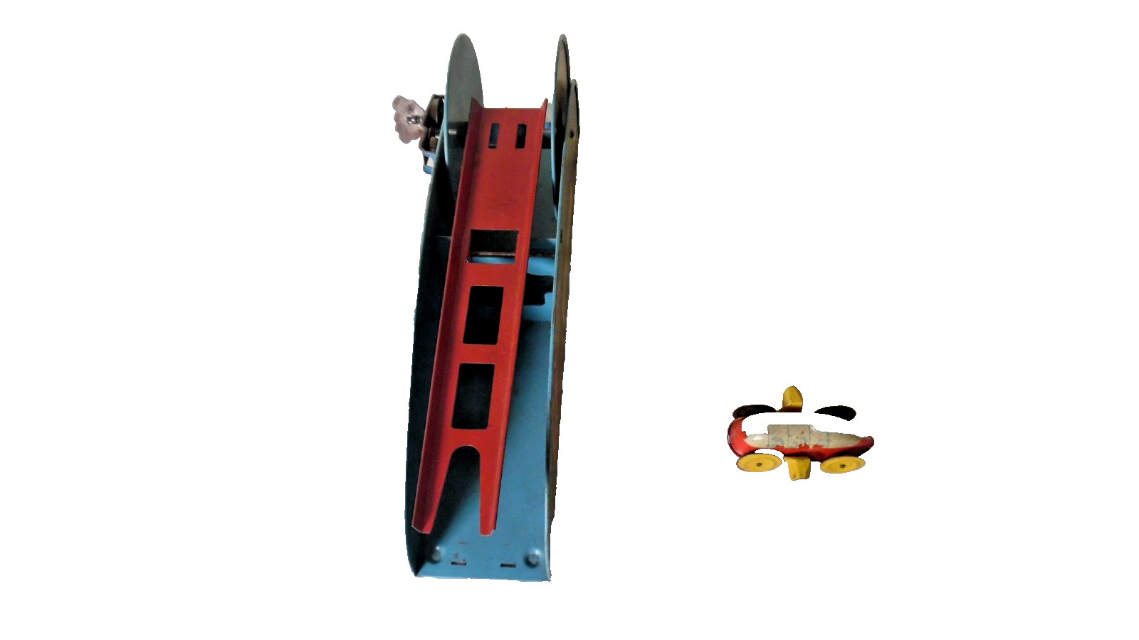 Vintage 1940’s Tin Wind Up WOLVERINE Jet Roller Coaster Toy & Car, Made in USA