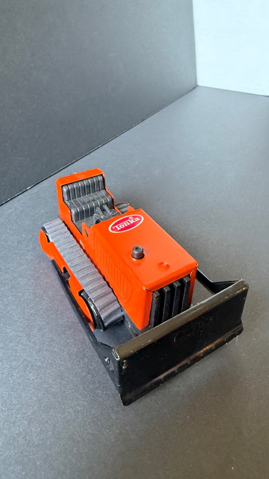 Vintage 1970s Tonka Mini 510 Bulldozer Dozer Orange Black Blade 4.5″ Complete