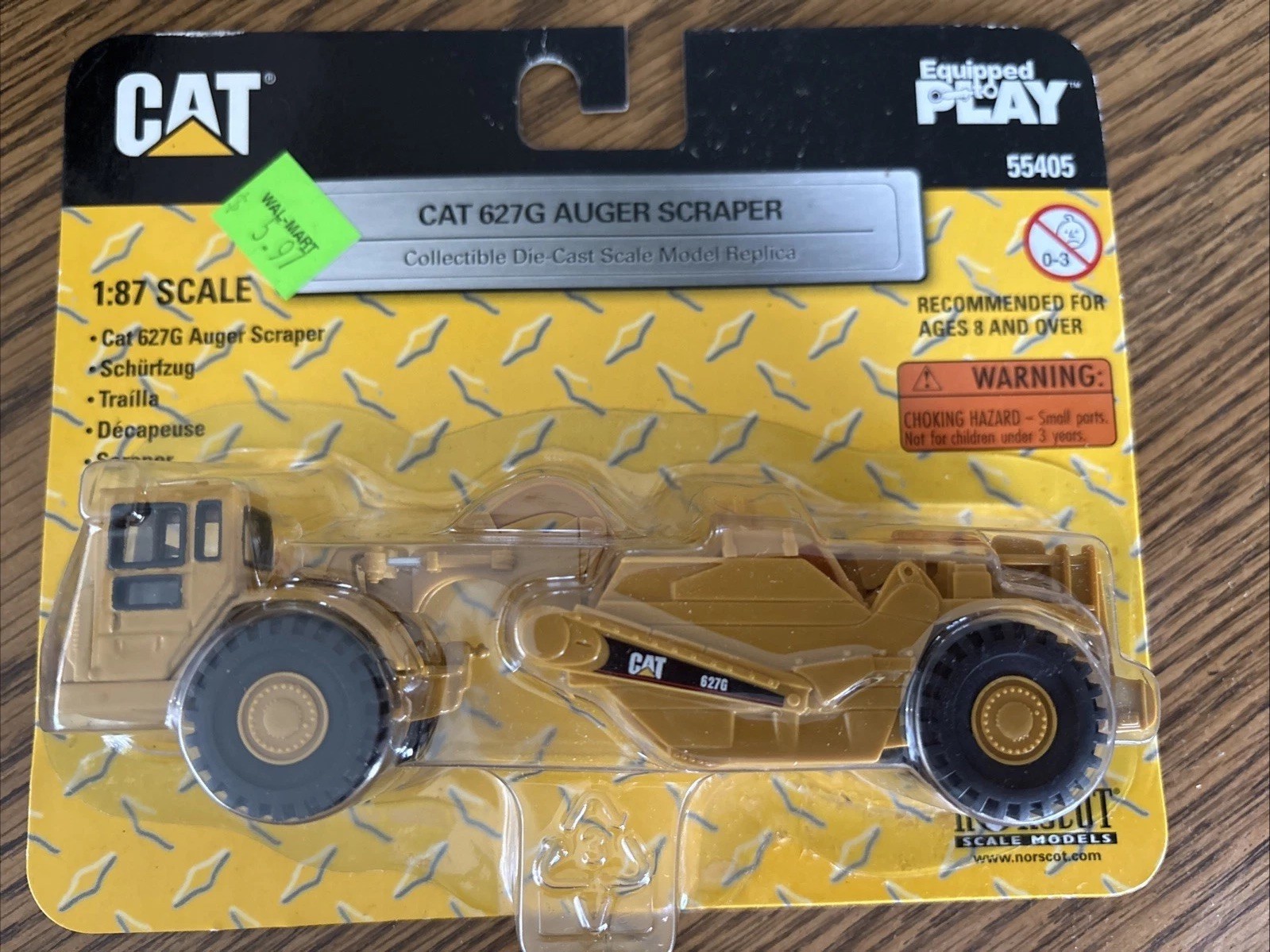 CAT 627G Auger Scraper, 1:87 scale die-cast collectible by Norscot, item #55405