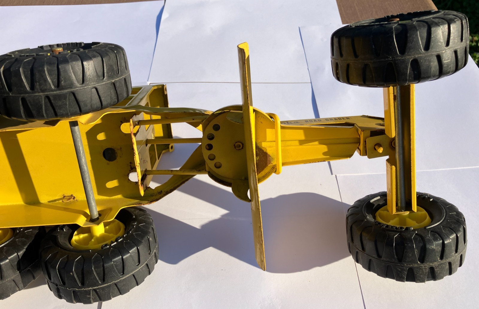 Vintage 1970s Tonka Pressed Steel Road Grader Model 2510 featuring MR-970 tires!