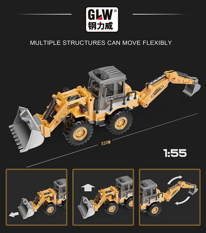 Engineering Diecast Inertial Tractor Excavator Bulldozer Truck Toy Gift Car